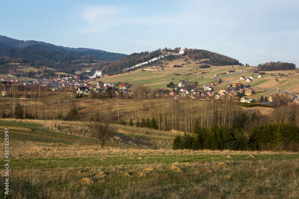 Kluszkowce village and Wdzar Mount, Pieniny, Poland