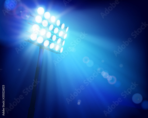 Stadium under floodlights. Vector illustration.