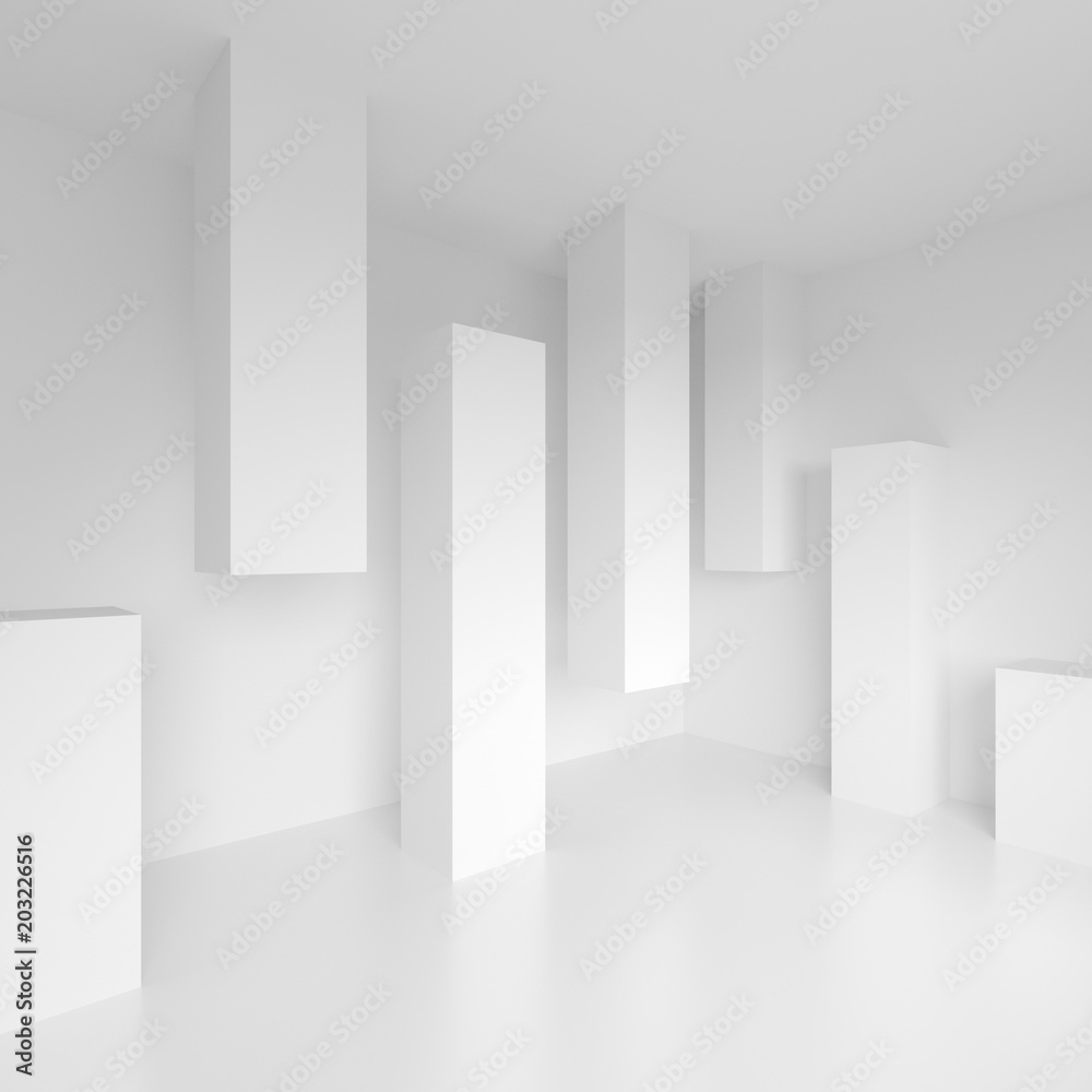 Abstract Interior Design. Office Room Background. White Modern Wallpaper  Stock Illustration | Adobe Stock