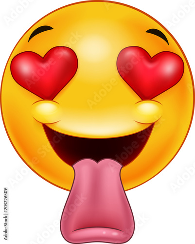 Smiley emoticon feeling in love with sticking out a tongue
