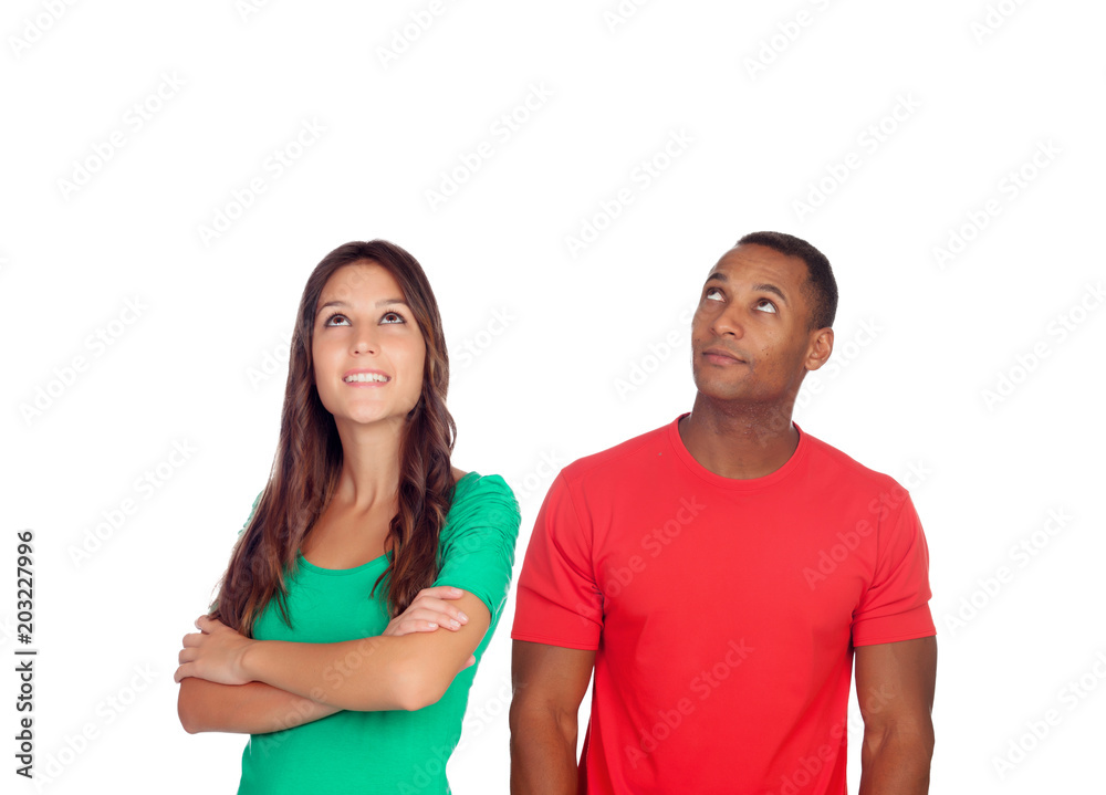 Brunette woman and handsome African man Brunette woman and handsome African man