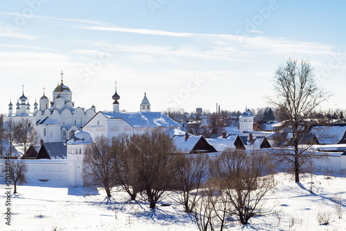 view Pokrovsky Monastery in Suzdal in winter