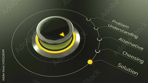 Switch knob rotating from problem to solution, business concept photo