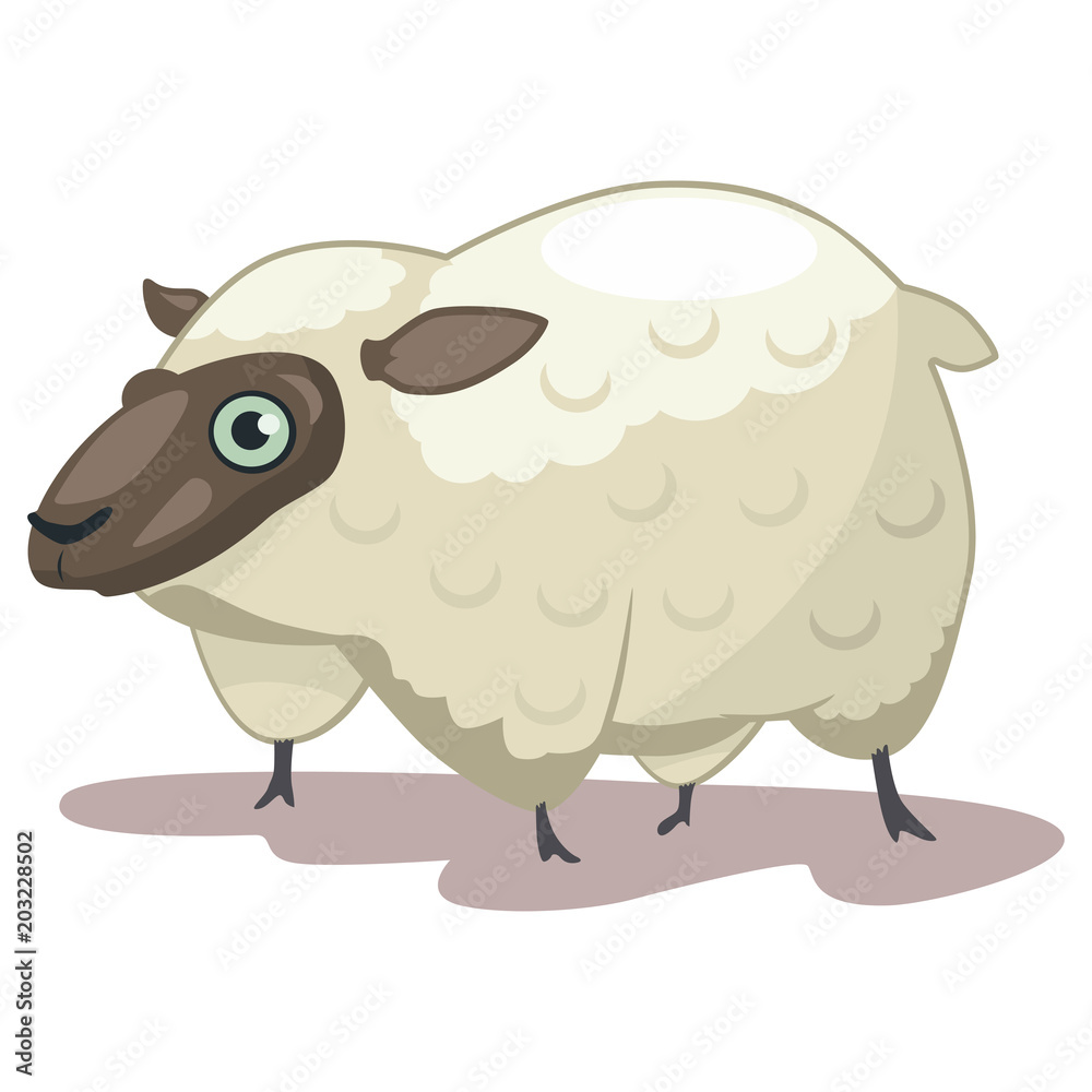 Obraz premium Sheep animal cartoon vector illustration isolated on white background.