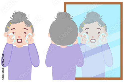 洗顔をする女性