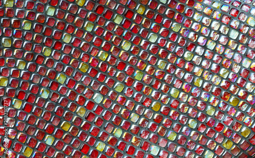 Glass mosaic with red and y...