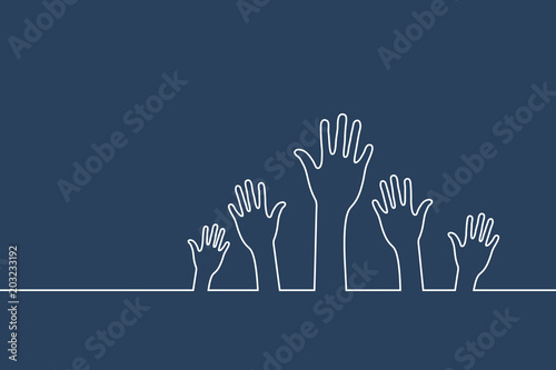 hands thin line concept community