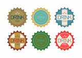 Colorful Bottle caps on white background. top view