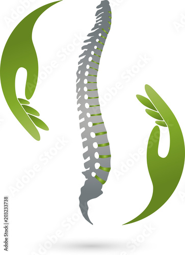Hände, Wirbelsäule, Massage, Orthopädie, Medizin, Logo