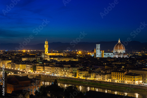 Palazzo Vecchio and Cathedral Santa Maria Del Fiore from Piazzale Michelangelo, Florence, Italy © Noradoa