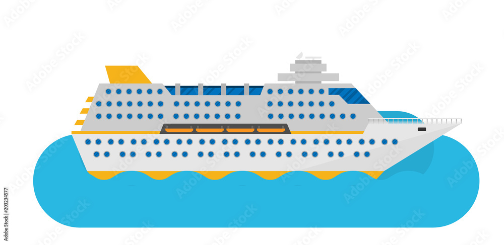 Vector illustration of cruise ship isolated in flat style