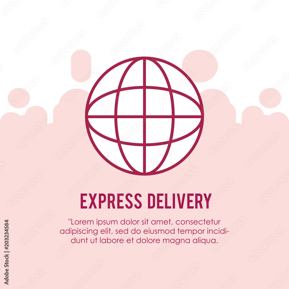 express delivrey design with global sphere icon over pink background, colorful design. vector illustration express delivrey design with global sphere icon over pink background, colorful design. vector illustration