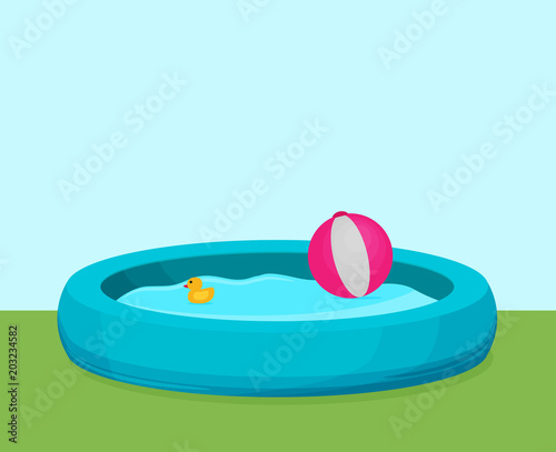 Inflatable Pool vector. Flat design.