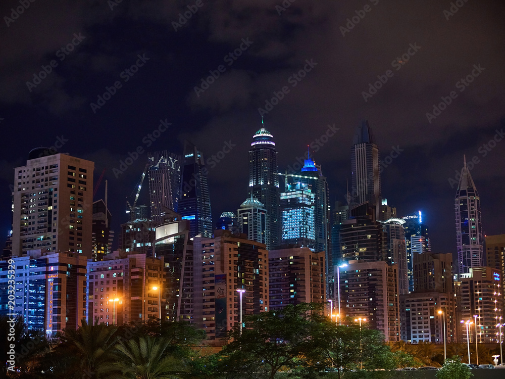 Fototapeta premium Dubai. Night and day city. Burj Khalifa. City centre. Dubai Marina. City attraction.