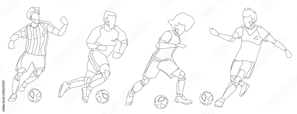 Football soccer players group.