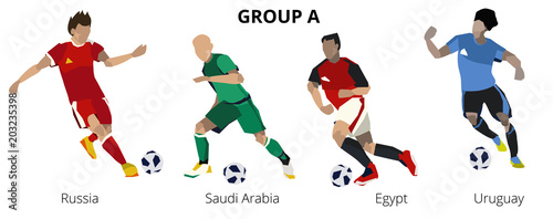 Football soccer players group.
