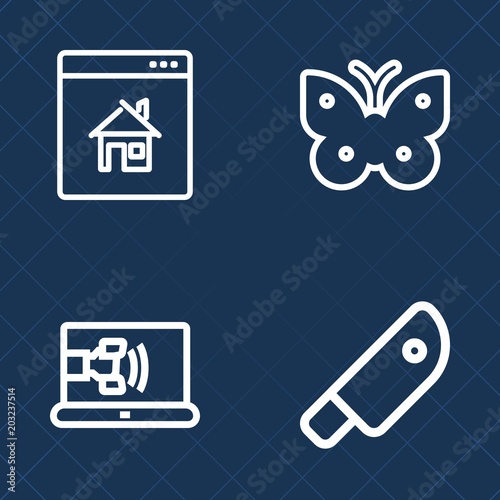 Premium set of outline vector icons. Such as property, tool, service, communication, people, meat, rent, kitchen, sale, insect, estate, technology, buy, business, cut, butterfly, wing, support, black