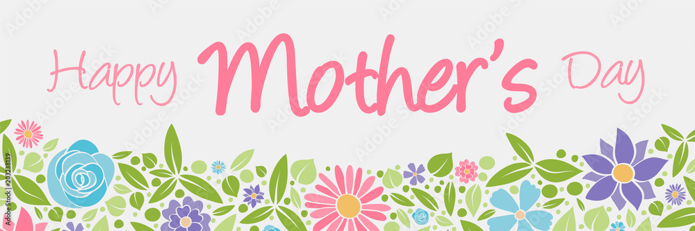Mother's Day - concept of header with cartoon flowers. Vector. Mother's Day - concept of header with cartoon flowers. Vector.