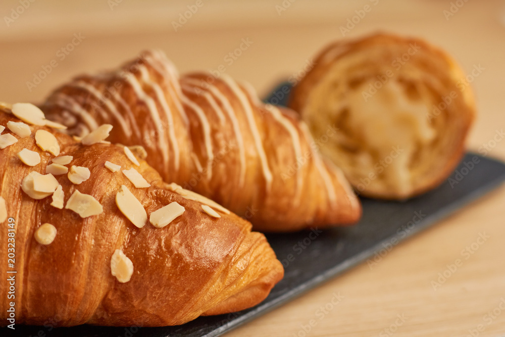 French croissants with cream