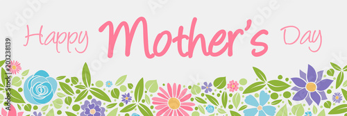 Mother's Day - concept of header with cartoon flowers. Vector. © Karolina Madej