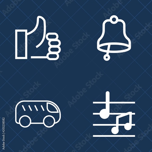Premium set of outline vector icons. Such as alert, finger, black, highway, note, approve, pointer, alarm, music, ring, left, good, concept, move, up, arrow, ok, sound, city, asphalt, bright, driveway