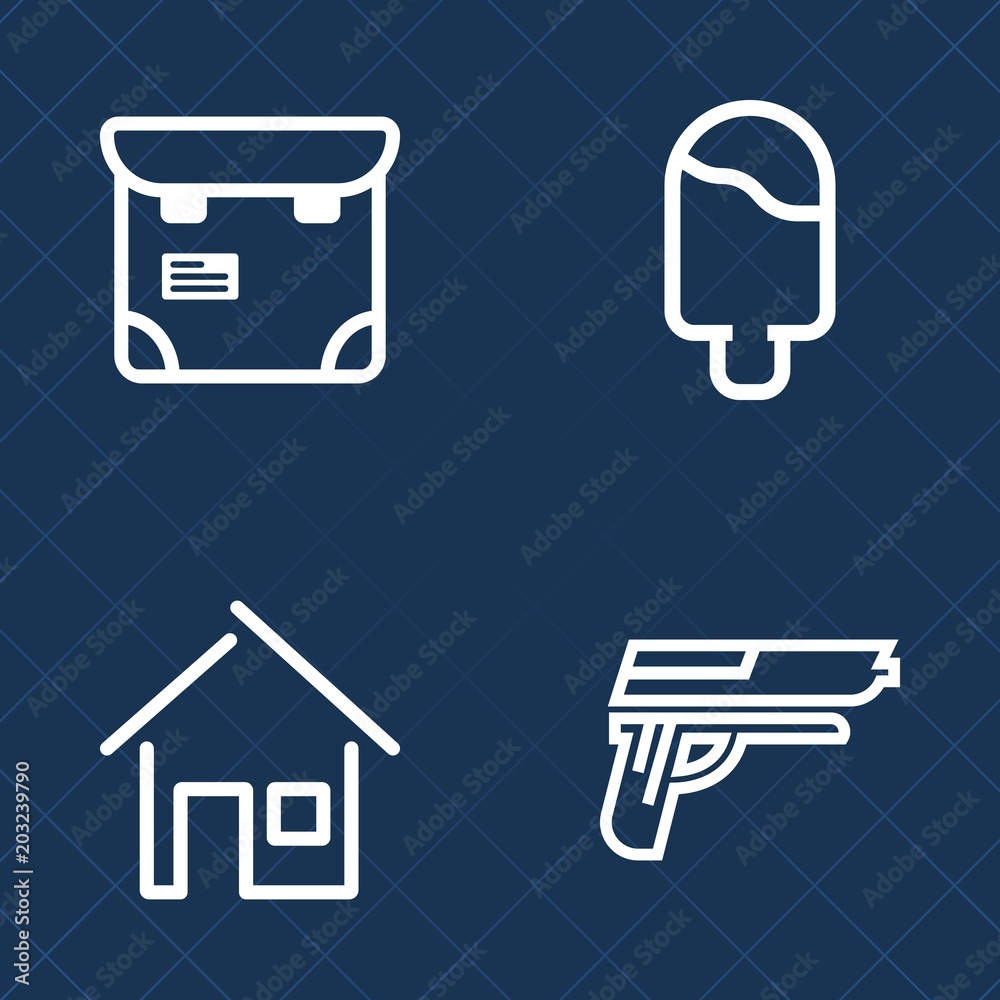 Premium set of outline vector icons. Such as tasty, home, phone, army, pretty, building, summer, pistol, war, ice, ice-cream, firearm, caliber, passenger, automatic, waiting, house, person, chocolate Premium set of outline vector icons. Such as tasty, home, phone, army, pretty, building, summer, pistol, war, ice, ice-cream, firearm, caliber, passenger, automatic, waiting, house, person, chocolate