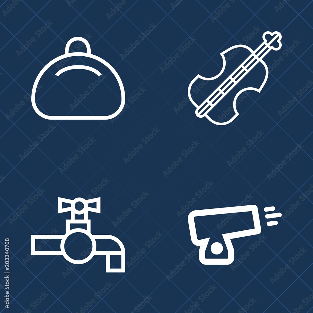 Premium set of outline vector icons. Such as wash, string, music, handle, sink, old, instrument, musical, ball, object, metal, violin, weapon, bass, faucet, modern, water, travel, handbag, canon, bag Premium set of outline vector icons. Such as wash, string, music, handle, sink, old, instrument, musical, ball, object, metal, violin, weapon, bass, faucet, modern, water, travel, handbag, canon, bag