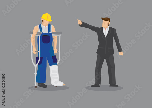 Employer Discrimination Against Injured Worker Vector Illustration