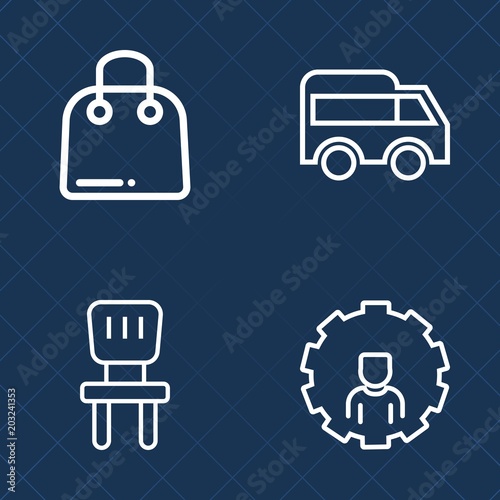Premium set of outline vector icons. Such as empty, chair, armchair, comfortable, white, bag, retail, move, home, paper, mobile, room, left, interior, pointer, sale, business, concept, direction, bus