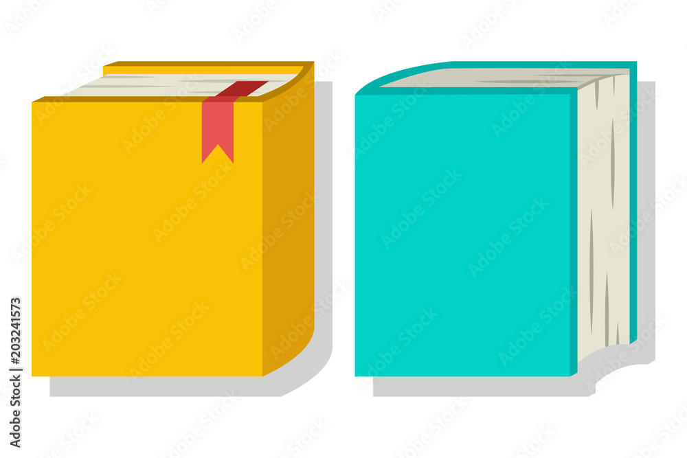 Two books vector flat icons isolated on white background. Two books vector flat icons isolated on white background.