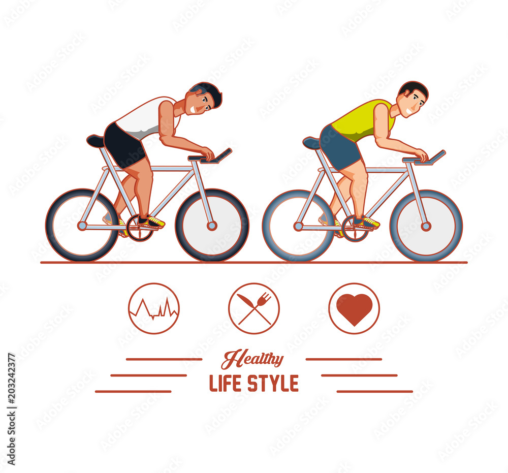 Naklejka premium young athlete training sport with healthy lifestyle icons vector illustration design