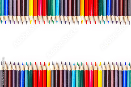 Set of colored pencils on white background. Isolated.