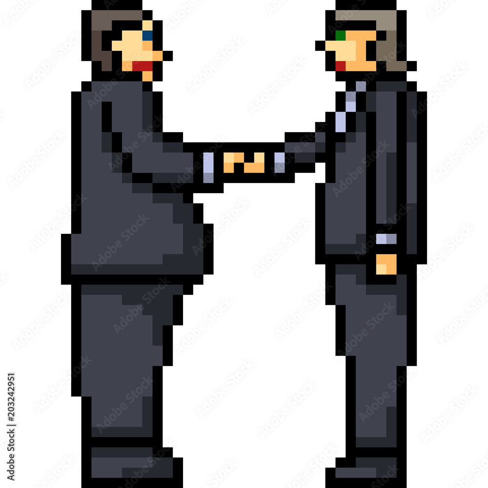 Fototapeta premium vector pixel art business shake hands