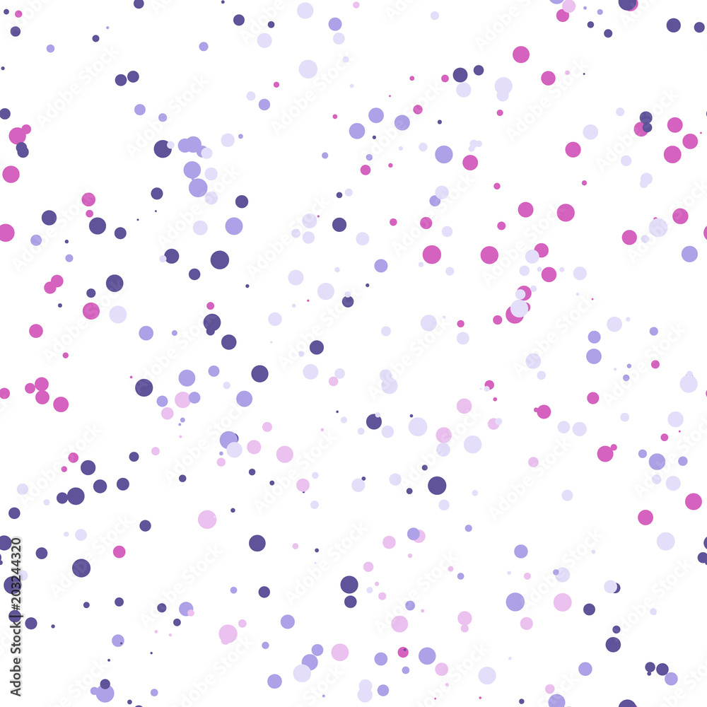 Vector Illustration. Celebration confetti seamless pattern. Colorful paper confetti texture for party design purple colors