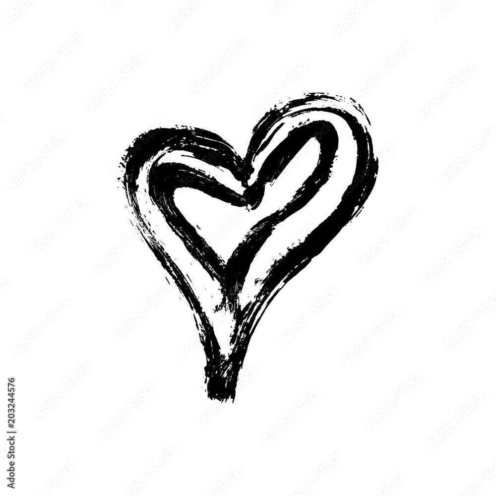 Vector Illustration. Hand draw heart using paint. Template heart in ...