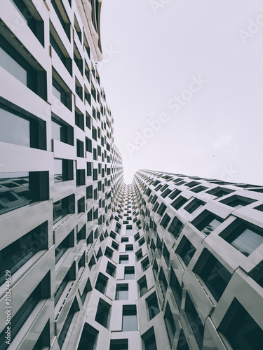 Low angle view of skyscrapers against clear sky