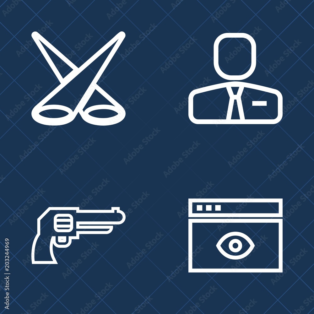 Premium set of outline vector icons. Such as scene, gun, template, computer, glowing, light, browser, illuminated, people, studio, stage, woman, worker, weapon, handgun, army, employment, revolver Premium set of outline vector icons. Such as scene, gun, template, computer, glowing, light, browser, illuminated, people, studio, stage, woman, worker, weapon, handgun, army, employment, revolver