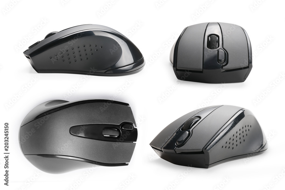 Computer mouse views collection isolated with clipping path