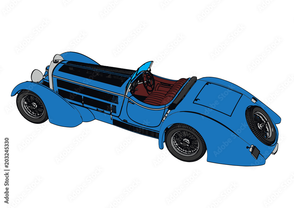 Obraz premium blue retro vector car