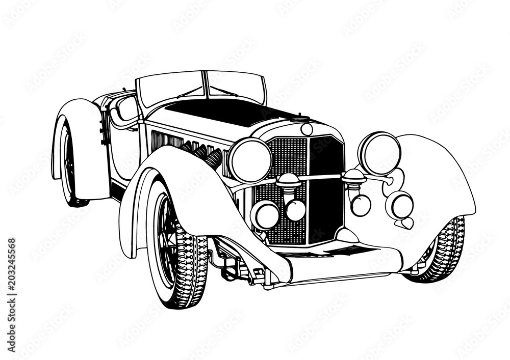 outline of a retro car vector