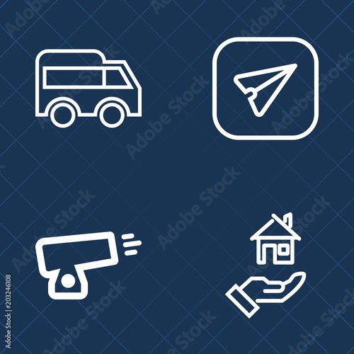 Premium set of outline vector icons. Such as communication, transportation, estate, house, left, business, move, white, ball, concept, real, send, rent, car, weapon, mail, traffic, internet, arrow