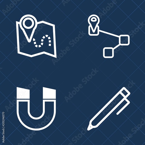 Premium set of outline vector icons. Such as pen, location, city, education, pole, attract, map, marker, field, button, paper, school, street, desk, hand, office, route, pin, drawing, white, pencil