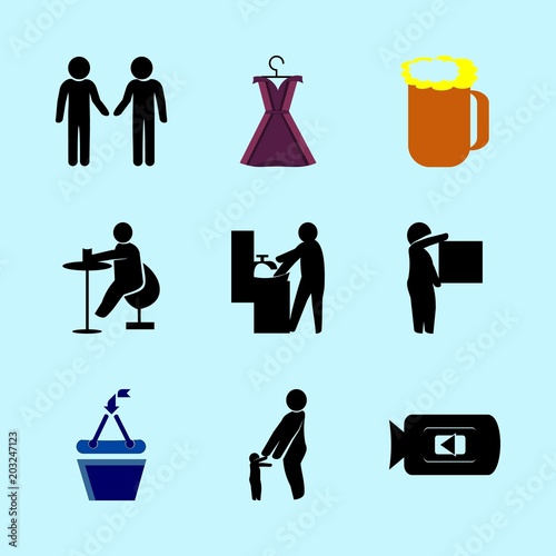 icons about Human with human, alcohol, house, person and bar drinks