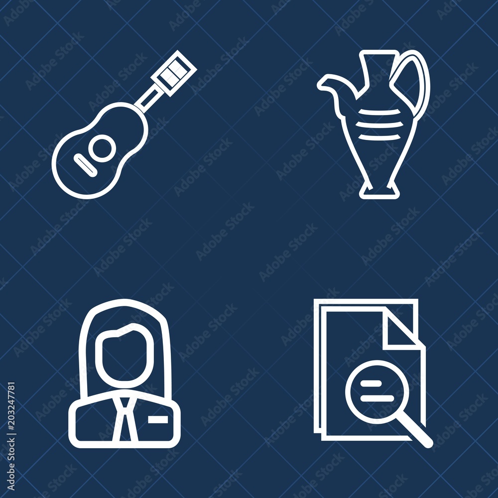 Premium set of outline vector icons. Such as tool, job, zoom, orchestra, musical, music, style, employee, employer, piano, guitar, object, employment, decoration, violin, people, acoustic, craft, jazz