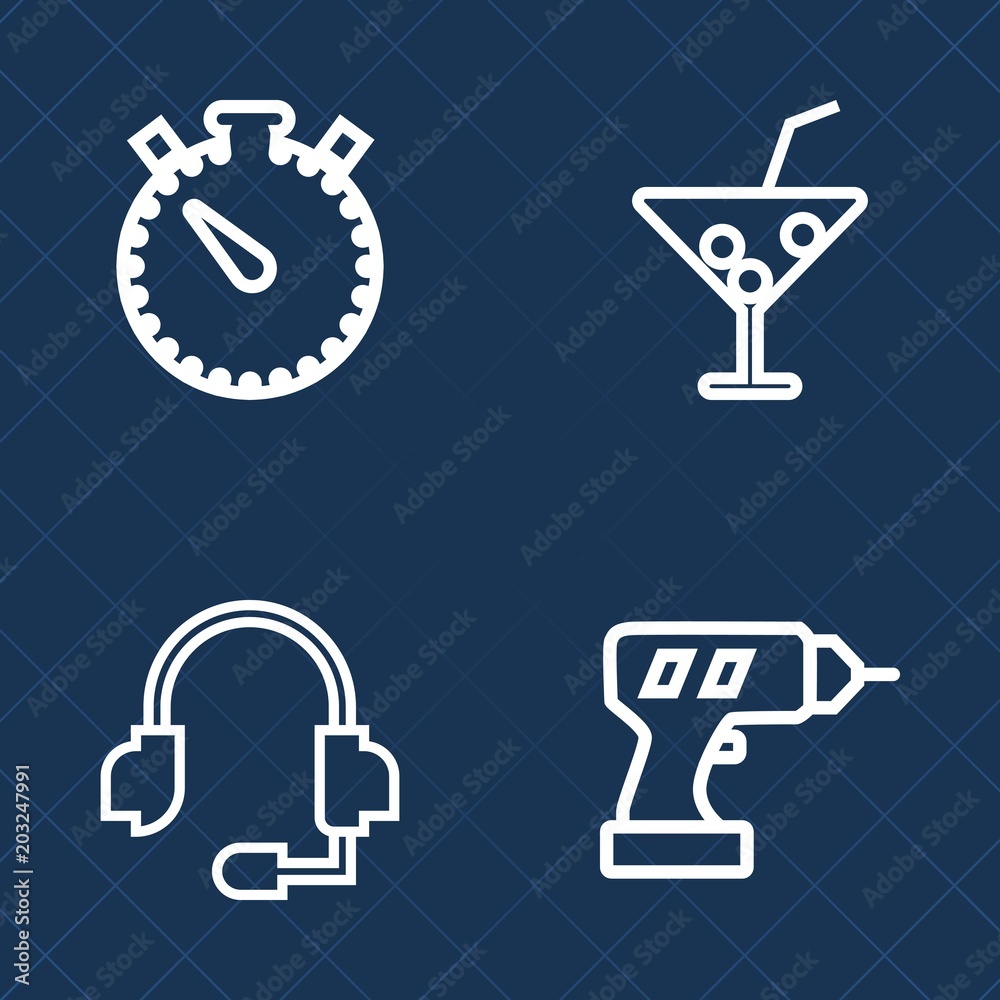 Premium set of outline vector icons. Such as bar, number, technology, timer, watch, sign, sound, alcohol, work, business, center, juice, party, microphone, hour, countdown, minute, operator, clock Premium set of outline vector icons. Such as bar, number, technology, timer, watch, sign, sound, alcohol, work, business, center, juice, party, microphone, hour, countdown, minute, operator, clock