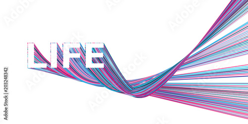 LIFE banner with colorful Bézier curves