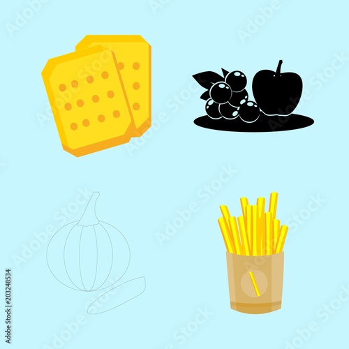 icons about Food with fruits, cookie, apple, bite and fastfood