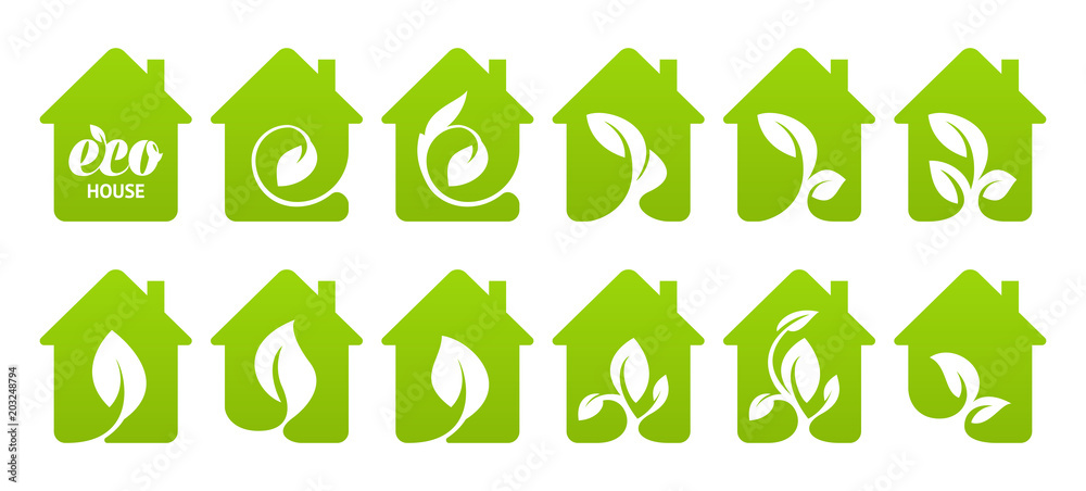 Obraz premium Icon set. Eco house