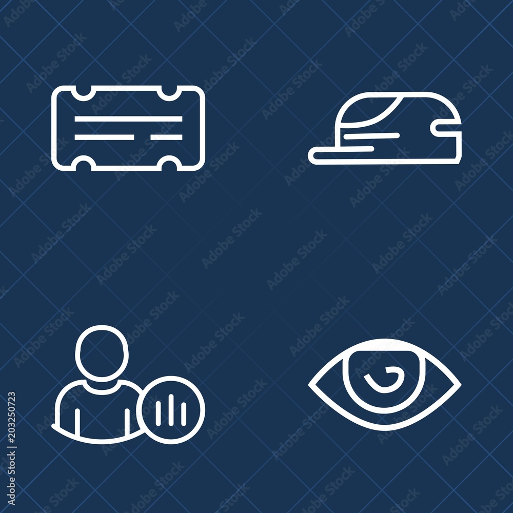 Premium set of outline vector icons. Such as hat, human, hand, baseball, admit, cap, eye, ticket, black, person, paper, clothing, online, nose, white, media, movie, coupon, mouth, technology, like Premium set of outline vector icons. Such as hat, human, hand, baseball, admit, cap, eye, ticket, black, person, paper, clothing, online, nose, white, media, movie, coupon, mouth, technology, like