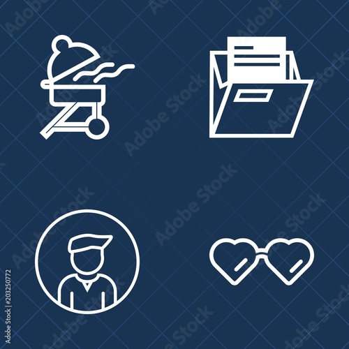 Premium set of outline vector icons. Such as charcoal, empty, people, folder, modern, guy, meal, glasses, grill, sunglasses, character, business, bbq, document, food, file, grilled, object, sun, open